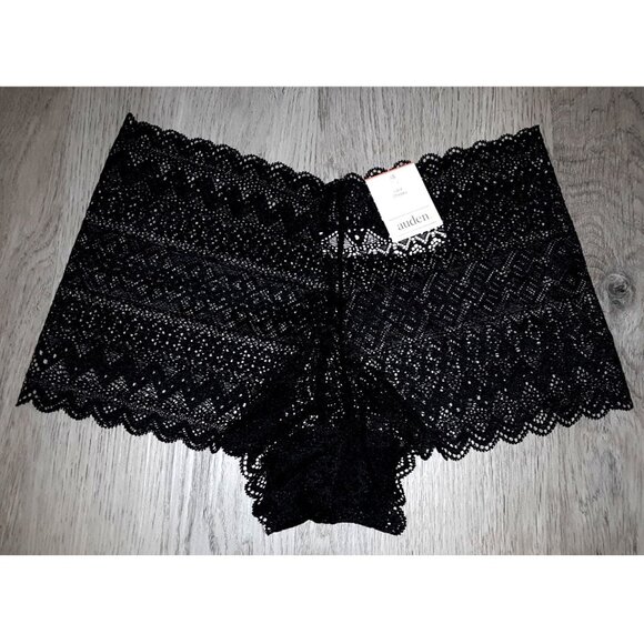 Auden Sheer Black Galloon Lace Cheeky Panty Size Extra Small Lacey Underwear - Picture 1 of 3